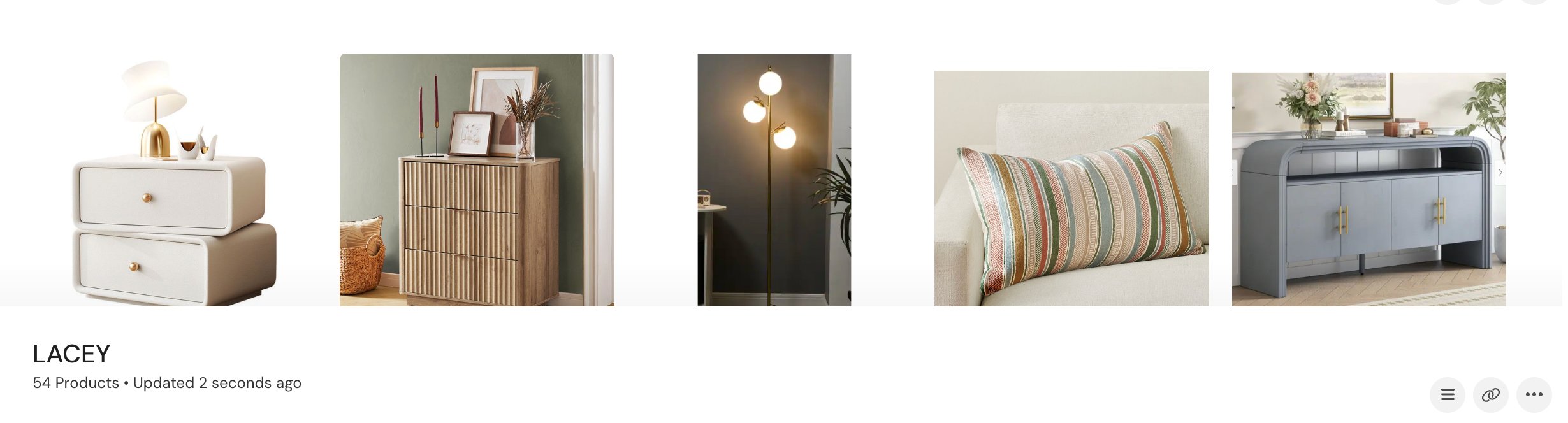 Example of curated ShopMy product links from Puleo Designs showing personalized furniture and decor picks
